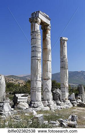 Stock Photo - "Remnants and pillars at the Temple of Aphrodite, Aphrodisias, Geyre, Karacasu, Aydin, Western Turkey, Turkey, Asia". Fotosearch