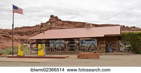 Picture - "Remote petrol station, Needles Outpost, The Needles District, in Canyonlands National Park, Utah, United States of America, USA". Fotosearch
