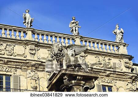 "Renaissance column with the Lion of St. Mark, Palazzo Maffei, Piazza delle Erbe, Verona, Veneto region, Italy, Europe" View Large Photo Image Stock Photo - "Renaissance column with the Lion of St. Mark, Palazzo Maffei, Piazza delle Erbe, Verona, Veneto region, Italy, Europe". Fotosearch