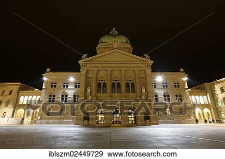 Stock Photo - "Rendez-vous Bern, Bundesplatz square, light installation, canton of Bern, Switzerland, Europe". Fotosearch