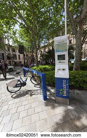 Rental bike on Placa de Santa Eulalia square, historic town centre, Palma de Majorca, Majorca, Balearic Islands, Spain, Europe View Large Photo Image Stock Image - Rental bike on Placa de Santa Eulalia square, historic town centre, Palma de Majorca, Majorca, Balearic Islands, Spain, Europe. Fotosearch