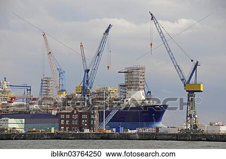 Stock Image - "Repair harbor, shipyard in the harbor, Hamburg, Germany, Europe". Fotosearch