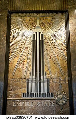 Stock Image - "Representation of the Empire State Building in the lobby, Fifth Avenue, Midtown Manhattan, New York City, New York, USA". Fotosearch