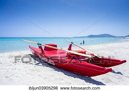 "Rescue boat on the beach of Simius, Villasimius, Sarrabus, Cagliari Province, Sardinia, Italy, Europe" View Large Photo Image Stock Photo - "Rescue boat on the beach of Simius, Villasimius, Sarrabus, Cagliari Province, Sardinia, Italy, Europe". Fotosearch