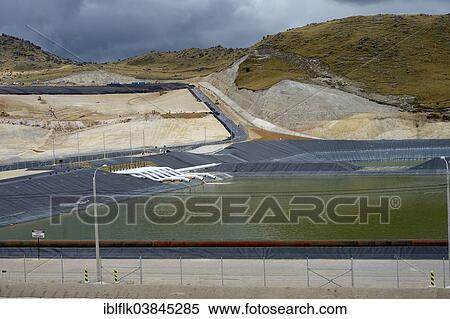 Stock Photography - "Reservoir for acidic, polluting effluents generated by the mine, Yanacocha Gold Mine, Cajamarca, Cajamarca region, Peru, South America". Fotosearch