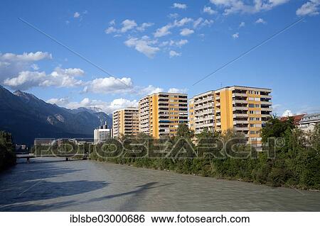 "Residential apartment buildings beside the Inn River, Innsbruck, Tyrol, Austria, Europe" View Large Photo Image Stock Photograph - "Residential apartment buildings beside the Inn River, Innsbruck, Tyrol, Austria, Europe". Fotosearch