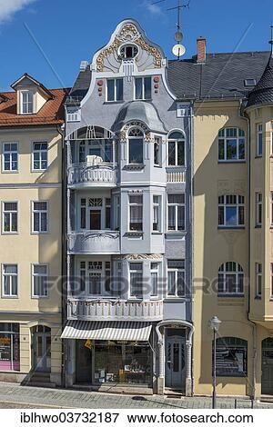 "Residential building built in the Art Nouveau style by Rudolf Zapfe, 1905, Weimar, Thuringia, Germany, Europe" View Large Photo Image Stock Photo - "Residential building built in the Art Nouveau style by Rudolf Zapfe, 1905, Weimar, Thuringia, Germany, Europe". Fotosearch