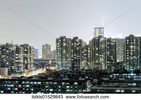 "Residential district at night, Puxi, Shanghai, China, Asia" View Large Photo Image Stock Image - "Residential district at night, Puxi, Shanghai, China, Asia". Fotosearch