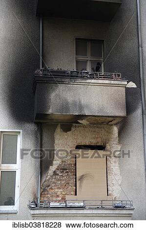 "Residential house after fire at New Year's Eve, Berlin, Germany, Europe" View Large Photo Image Stock Photo - "Residential house after fire at New Year's Eve, Berlin, Germany, Europe". Fotosearch