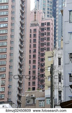 Stock Photo - "Residential towers, high-rise buildings in Chung Wan, Central District, Hong Kong Island, Hong Kong, China, Asia". Fotosearch
