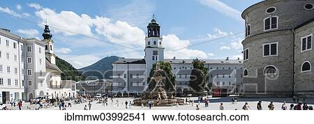 "Residenzplatz square with the Residenzbrunne fountain, New Residence and St. Michael's Church, Michaeliskirche, Salzburg, Salzburg State, Austria, Europe" View Large Photo Image Stock Image - "Residenzplatz square with the Residenzbrunne fountain, New Residence and St. Michael's Church, Michaeliskirche, Salzburg, Salzburg State, Austria, Europe". Fotosearch