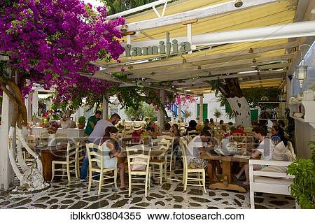 "Restaurant in Mykonos Town, Mykonos, Cyclades, Greece, Europe" View Large Photo Image Stock Photography - "Restaurant in Mykonos Town, Mykonos, Cyclades, Greece, Europe". Fotosearch