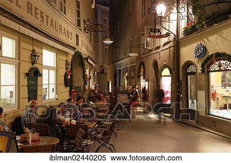 "Restaurant of the Goldene Ente Hotel, Goldgasse alley, old town of Salzburg, Austria, Europe, PublicGround, Europe" View Large Photo Image Stock Photography - "Restaurant of the Goldene Ente Hotel, Goldgasse alley, old town of Salzburg, Austria, Europe, PublicGround, Europe". Fotosearch