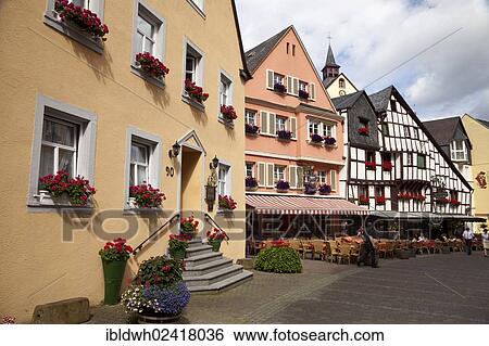 Restaurants and half-timbered houses in the historic town centre in the district of Bernkastel, Bernkastel-Kues, Moselle, Rhineland-Palatinate, Germany, Europe, PublicGround, Europe View Large Photo Image Stock Photograph - Restaurants and half-timbered houses in the historic town centre in the district of Bernkastel, Bernkastel-Kues, Moselle, Rhineland-Palatinate, Germany, Europe, PublicGround, Europe. Fotosearch