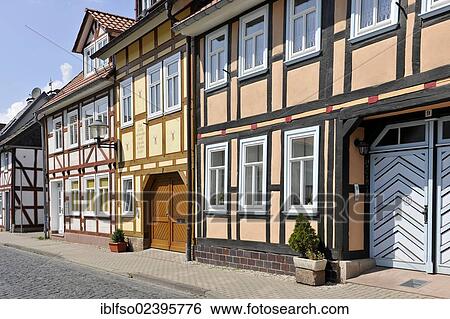 "Restored half-timbered houses on Obere Altstadt street, Heilbad Heiligenstadt, Eichsfeld, Thuringia, Germany, Europe" View Large Photo Image Stock Photograph - "Restored half-timbered houses on Obere Altstadt street, Heilbad Heiligenstadt, Eichsfeld, Thuringia, Germany, Europe". Fotosearch