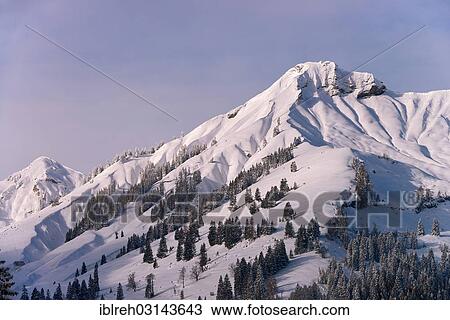 Stock Image - "Rether Kopf Mountain, seen from Unterautal valley, Karwendel Mountains, Achenkirch, Tyrol, Austria, Europe". Fotosearch