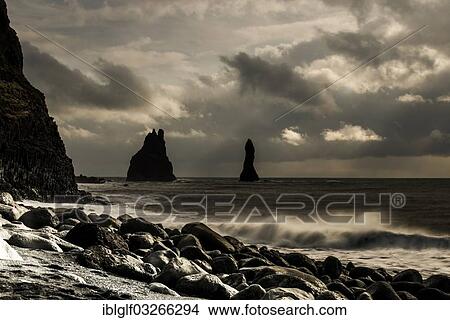 "Reynisdrangar, black basalt sea stacks, Black Beach, Reynisdrangar, Vik i Myrdal, Southern Region, Iceland, Europe" View Large Photo Image Picture - "Reynisdrangar, black basalt sea stacks, Black Beach, Reynisdrangar, Vik i Myrdal, Southern Region, Iceland, Europe". Fotosearch