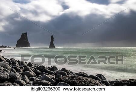 "Reynisdrangar, black basalt sea stacks, Black Beach, Reynisdrangar, Vik i Myrdal, Southern Region, Iceland, Europe" View Large Photo Image Stock Image - "Reynisdrangar, black basalt sea stacks, Black Beach, Reynisdrangar, Vik i Myrdal, Southern Region, Iceland, Europe". Fotosearch