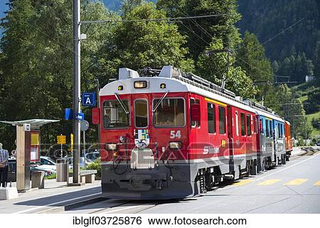 Stock Photograph - "Rhaetian Railway, Bernina Express, Le Prese, Canton of Graubunden, Switzerland, Europe". Fotosearch