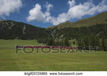 "Rhaetian Railway, Bernina Express, near Davos, Canton of Graubunden, Switzerland, Europe" View Large Photo Image Stock Photography - "Rhaetian Railway, Bernina Express, near Davos, Canton of Graubunden, Switzerland, Europe". Fotosearch