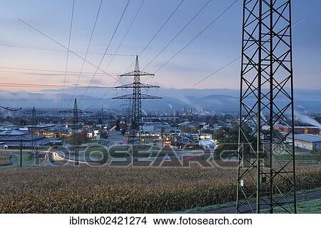 Picture - Rheinfelden-Ost industrial park in the morning, Rheinfelden - Baden, Baden-Wuerttemberg, Germany, Europe. Fotosearch