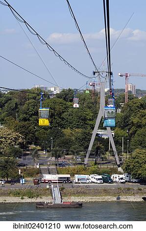 Stock Image - "Rheinseilbahn, cable car over the Rhine, North Rhine-Westphalia, Germany, Europe". Fotosearch