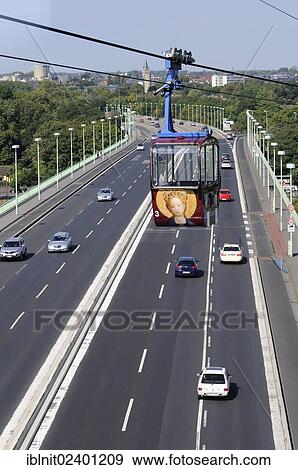 Stock Photo - "Rheinseilbahn, cable car over the Rhine, North Rhine-Westphalia, Germany, Europe". Fotosearch