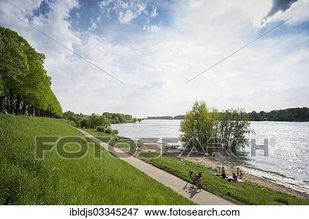 Stock Photo - "Rhine River shore of Schloss Benrath Palace, Benrath, Dusseldorf, Rhineland, North Rhine-Westphalia, Germany, Europe". Fotosearch
