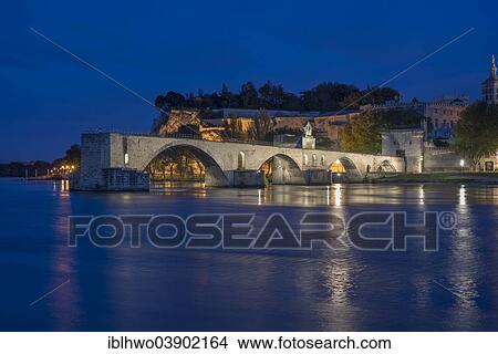"Rhone with the Pont Saint-Benezet bridge, also known as Pont d'Avignon, Rocher des Doms rock at the back, at night, Avignon, Provence-Alpes-Cote d'Azur, France, Europe" View Large Photo Image Picture - "Rhone with the Pont Saint-Benezet bridge, also known as Pont d'Avignon, Rocher des Doms rock at the back, at night, Avignon, Provence-Alpes-Cote d'Azur, France, Europe". Fotosearch