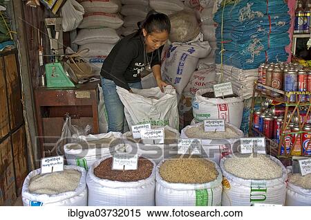 "Rice vendor offering different varieties of rice at their stand, Siem Reap, Siem Reap Province, Cambodia, Asia" View Large Photo Image Stock Photography - "Rice vendor offering different varieties of rice at their stand, Siem Reap, Siem Reap Province, Cambodia, Asia". Fotosearch