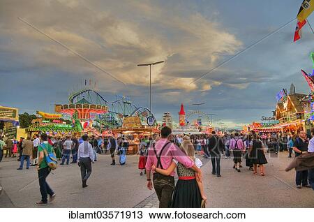 "Rides and visitors to the Oktoberfest, Munich, Upper Bavaria, Bavaria, Germany, Europe" View Large Photo Image Stock Image - "Rides and visitors to the Oktoberfest, Munich, Upper Bavaria, Bavaria, Germany, Europe". Fotosearch