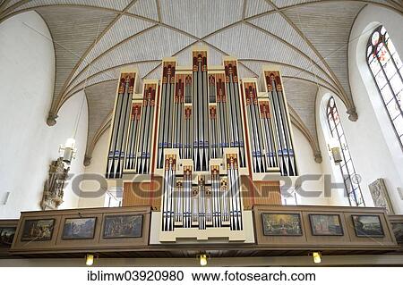 Stock Image - "Rieger organ, St. Catherine's Church, the largest Lutheran church in Frankfurt am Main, Hesse, Germany, Europe". Fotosearch