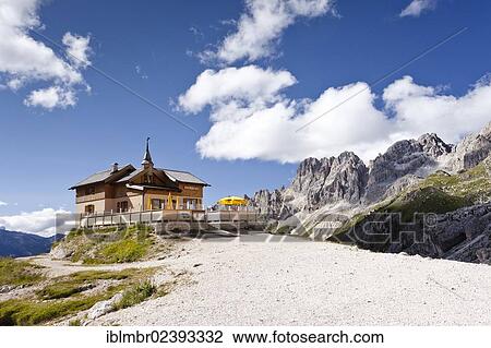 "Rifugio Preuss mountain lodge, Rosengarten group at the back, province of Trentino, Italy, Europe" View Large Photo Image Stock Image - "Rifugio Preuss mountain lodge, Rosengarten group at the back, province of Trentino, Italy, Europe". Fotosearch