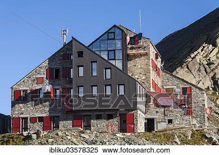 Stock Photography - "Rifugio Quintino Sella mountain hut, Cottian Alps, Cuneo province, Piedmont, Italy, Europe". Fotosearch