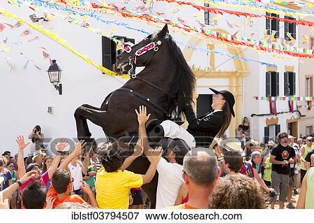 "Rising horse at the Sant Bartomeu Festival, Ferreries, Central Menorca, Minorca, Menorca, Balearic Islands, Spain, Europe" View Large Photo Image Stock Photo - "Rising horse at the Sant Bartomeu Festival, Ferreries, Central Menorca, Minorca, Menorca, Balearic Islands, Spain, Europe". Fotosearch