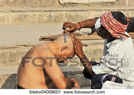 "Ritual hair cutting on the Ganges, Varanasi, Benares, Uttar Pradesh, India, Asia" View Large Photo Image Stock Image - "Ritual hair cutting on the Ganges, Varanasi, Benares, Uttar Pradesh, India, Asia". Fotosearch