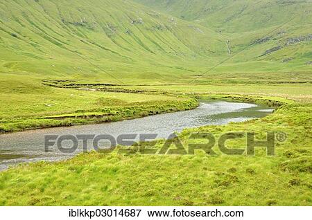 "River flowing through a grassy plateau in the Highlands, Durness, Sutherland County, Highland, Scotland, United Kingdom, Europe" View Large Photo Image Stock Photo - "River flowing through a grassy plateau in the Highlands, Durness, Sutherland County, Highland, Scotland, United Kingdom, Europe". Fotosearch