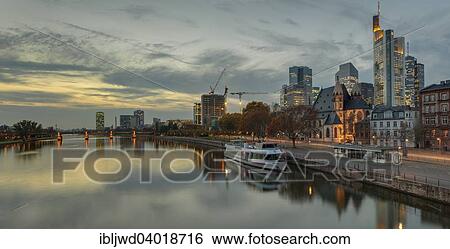 "River Main with the modern skyline of the Financial District, Frankfurt am Main, Hessen, Germany, Europe" View Large Photo Image Stock Photograph - "River Main with the modern skyline of the Financial District, Frankfurt am Main, Hessen, Germany, Europe". Fotosearch
