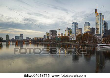 "River Main with the modern skyline of the Financial District, Frankfurt am Main, Hessen, Germany, Europe" View Large Photo Image Stock Photography - "River Main with the modern skyline of the Financial District, Frankfurt am Main, Hessen, Germany, Europe". Fotosearch