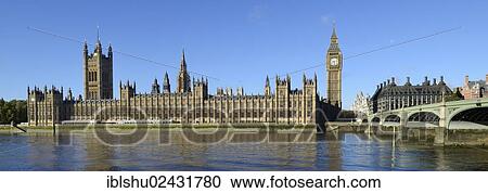 Stock Image - "River Thames with the Palace of Westminster or Houses of Parliament and Big Ben, London, England, United Kingdom, Europe". Fotosearch