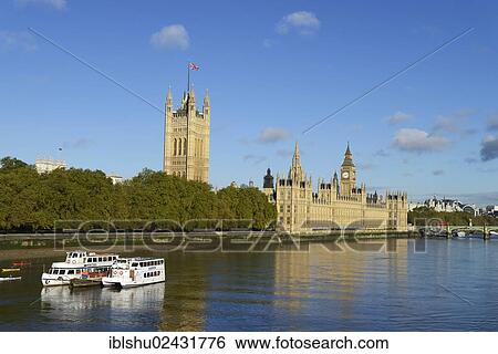 Stock Photograph - "River Thames with the Palace of Westminster or Houses of Parliament and Big Ben, London, England, United Kingdom, Europe". Fotosearch