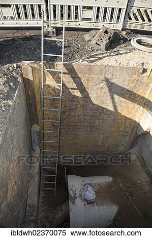 Stock Photography - "Road construction, renewal of the sewerage system, Koenigstrasse, Kamen, Ruhr Area, North Rhine-Westphalia, Germany, Europe, PublicGround, Europe". Fotosearch