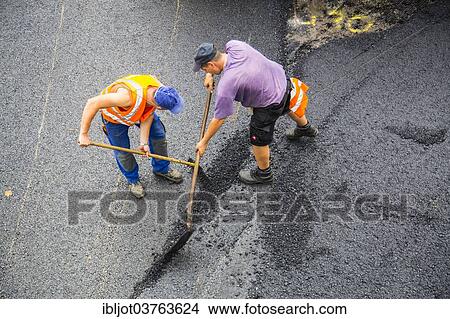 "Road construction workers, tarmac laying works at a road construction site, Essen, North Rhine-Westphalia, Germany, Europe" View Large Photo Image Picture - "Road construction workers, tarmac laying works at a road construction site, Essen, North Rhine-Westphalia, Germany, Europe". Fotosearch