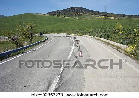 "Road damaged by volcanic activity, Cerda, Sicily, Italy, Europe" View Large Photo Image Stock Photo - "Road damaged by volcanic activity, Cerda, Sicily, Italy, Europe". Fotosearch