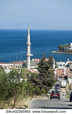 "Road in Datca with a sea view and a minaret, Datca, Datca, Datca Peninsula, Mugla Province, Turkish Aegean, Turkey, Asia" View Large Photo Image Stock Photography - "Road in Datca with a sea view and a minaret, Datca, Datca, Datca Peninsula, Mugla Province, Turkish Aegean, Turkey, Asia". Fotosearch