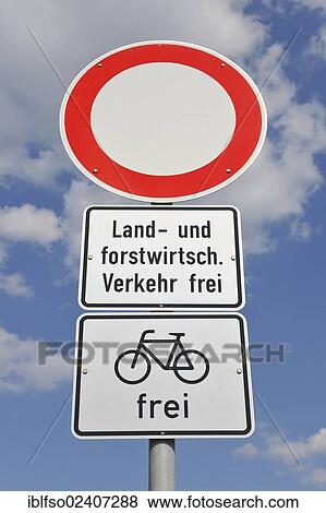 "Road sign, passage forbidden, free for agriculture and forestry traffic and bicycles, Germany, Europe" View Large Photo Image Stock Photo - "Road sign, passage forbidden, free for agriculture and forestry traffic and bicycles, Germany, Europe". Fotosearch