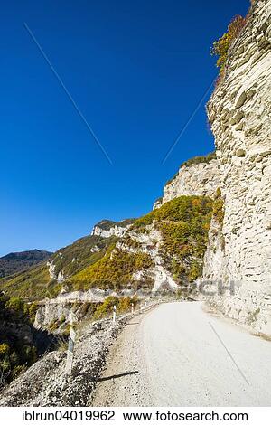 "Road through a gorge on the Argun river, mountains of Chechnya, Caucasus, Russia, Europe" View Large Photo Image Stock Image - "Road through a gorge on the Argun river, mountains of Chechnya, Caucasus, Russia, Europe". Fotosearch