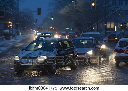 "Road traffic in the city on a winter morning, Grevenbroich, Rhineland, North Rhine-Westphalia, Germany, Europe" View Large Photo Image Stock Photography - "Road traffic in the city on a winter morning, Grevenbroich, Rhineland, North Rhine-Westphalia, Germany, Europe". Fotosearch