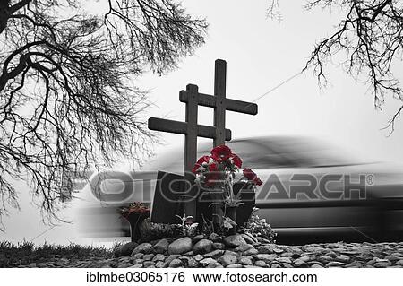 "Roadside memorial to a deceased young couple in a car accident, Bundesstrasse 5, Quitzow - Perleberg, Brandenburg, Germany, Europe" View Large Photo Image Stock Photograph - "Roadside memorial to a deceased young couple in a car accident, Bundesstrasse 5, Quitzow - Perleberg, Brandenburg, Germany, Europe". Fotosearch