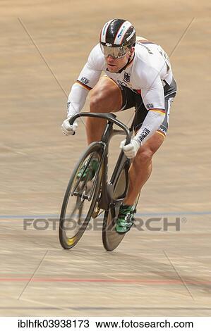 Stock Image - "Robert Forstemann, Germany, places second in men's sprint elite finals at the GP Vienna 2013, Ferry-Dusika-Stadium, Vienna, Austria, Europe". Fotosearch